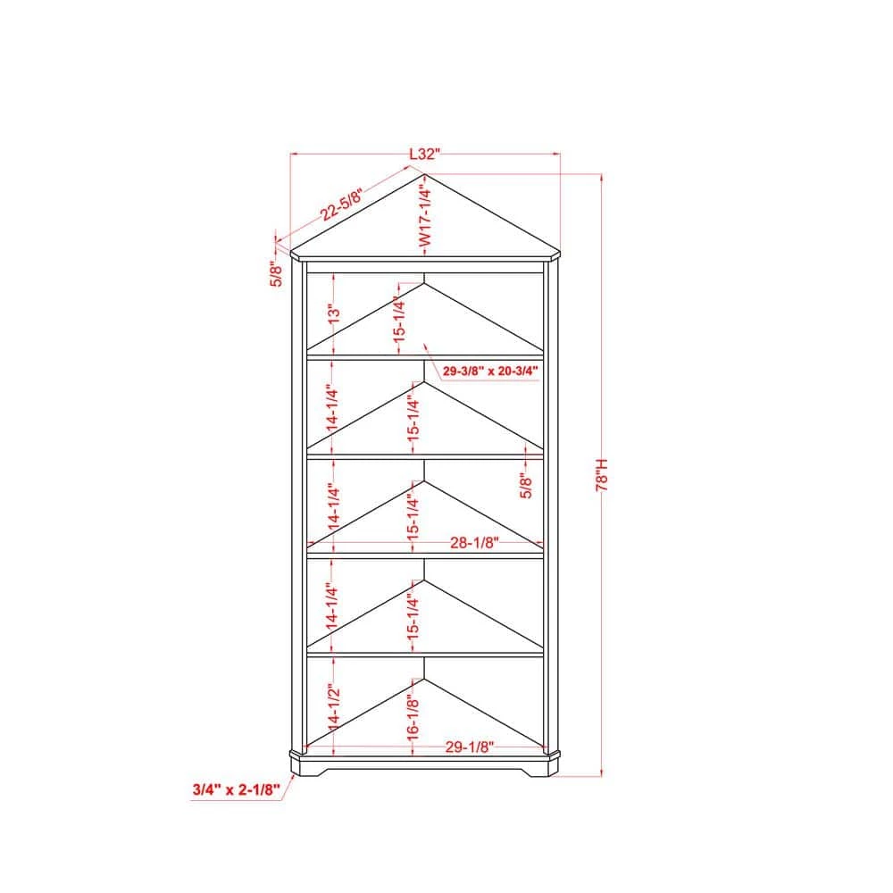 Damascus 78 in. Antique White Wood 5- -Shelf Transitional Corner Bookcase by Furniture of America 5 Damascus 78 in. Antique White Wood 5- -Shelf Transitional Corner Bookcase by Furniture of America - Image 5