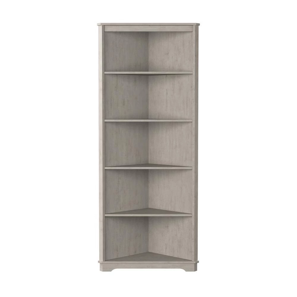 Damascus 78 in. Antique White Wood 5- -Shelf Transitional Corner Bookcase by Furniture of America 6 Damascus 78 in. Antique White Wood 5- -Shelf Transitional Corner Bookcase by Furniture of America - Image 6
