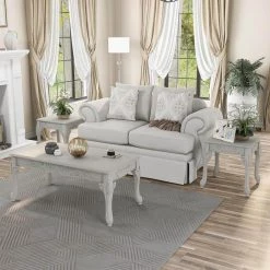 Klinnard 48 in. Antique White Rectangle Wood Coffee Table Set 3-Piece by Furniture of America -Furniture of America Sales Store antique white furniture of america coffee tables idf 4549 3pk 31 1000