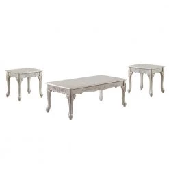 Klinnard 48 in. Antique White Rectangle Wood Coffee Table Set 3-Piece by Furniture of America