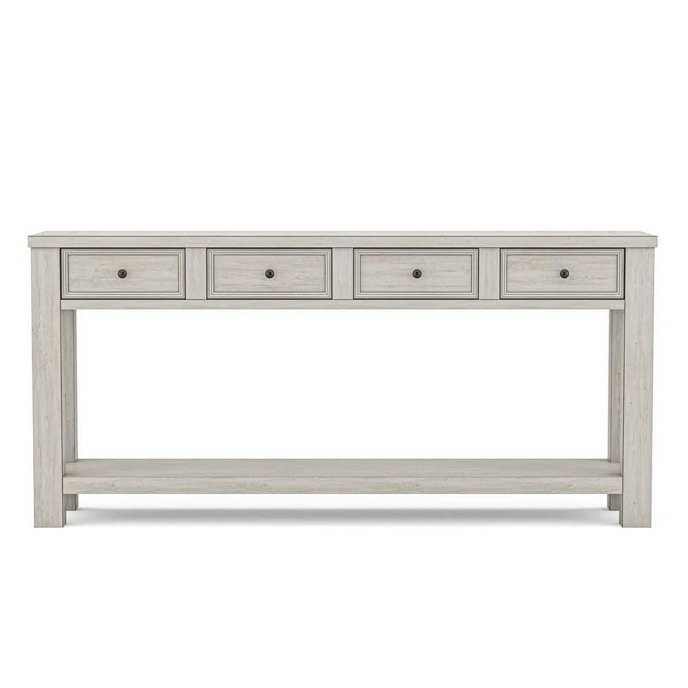 Alexis 64 in. Antique White Standard Rectangle Wood Console Table with Drawers by Furniture of America 4 Alexis 64 in. Antique White Standard Rectangle Wood Console Table with Drawers by Furniture of America - Image 4