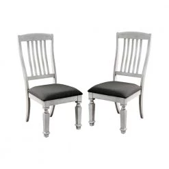Dave Antique White Cushioned Farmhouse Dining Chair (Set of 2) by Furniture of America