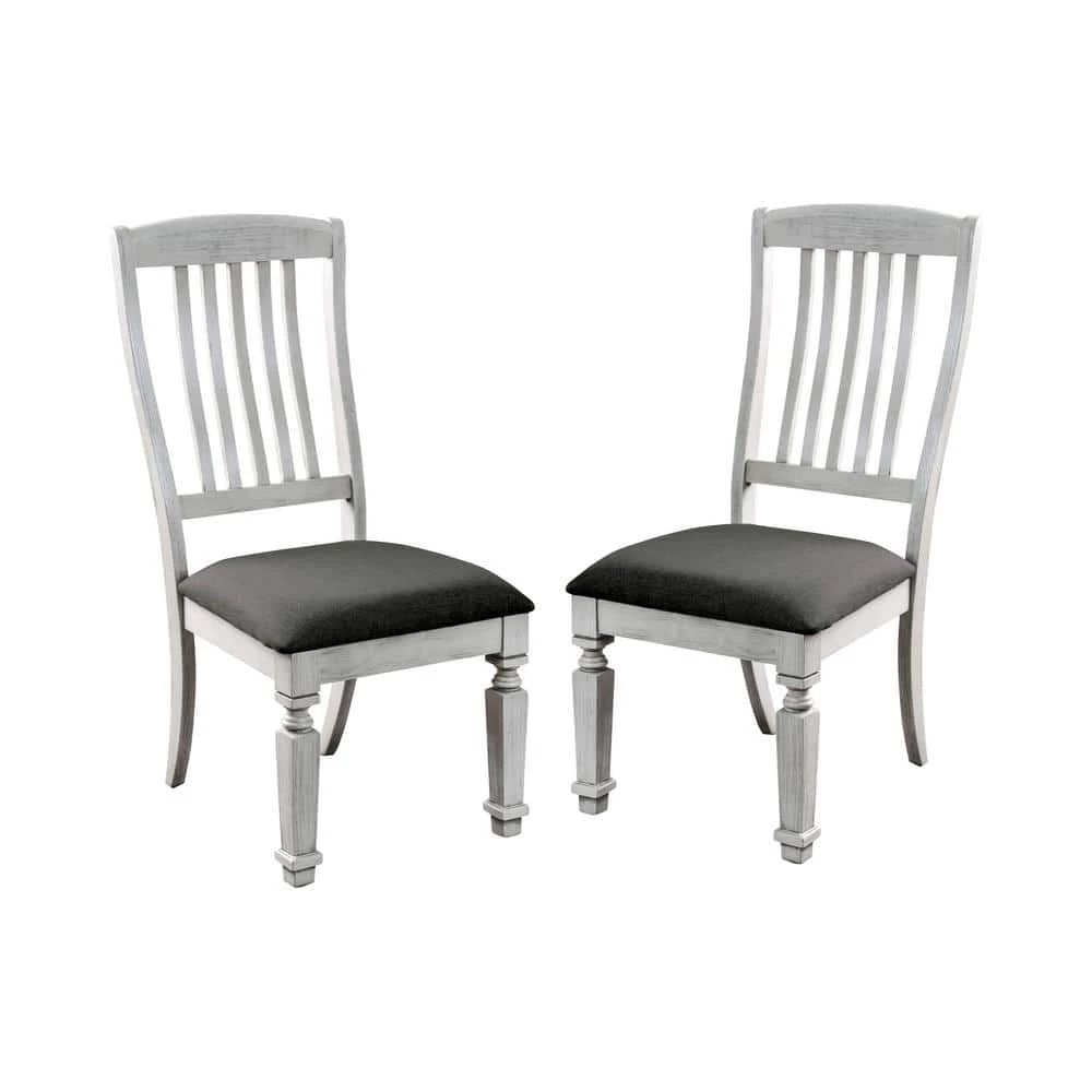 Dave Antique White Cushioned Farmhouse Dining Chair (Set of 2) by Furniture of America 1 Dave Antique White Cushioned Farmhouse Dining Chair (Set of 2) by Furniture of America