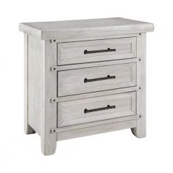 Carter Antique White 3-Drawer Nightstand with USB Plug 28 in. H x 28 in. W x 17 in. D by Furniture of America