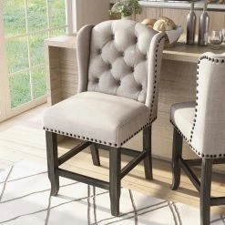 Anthus 41.5 in. Beige Wood Counter Height Chair with Fabric Seat (Set of 2) by Furniture of America 13 Anthus 41.5 in. Beige Wood Counter Height Chair with Fabric Seat (Set of 2) by Furniture of America -Furniture of America Sales Store beige furniture of america bar stools idf 3324bk pcw 1f 1000