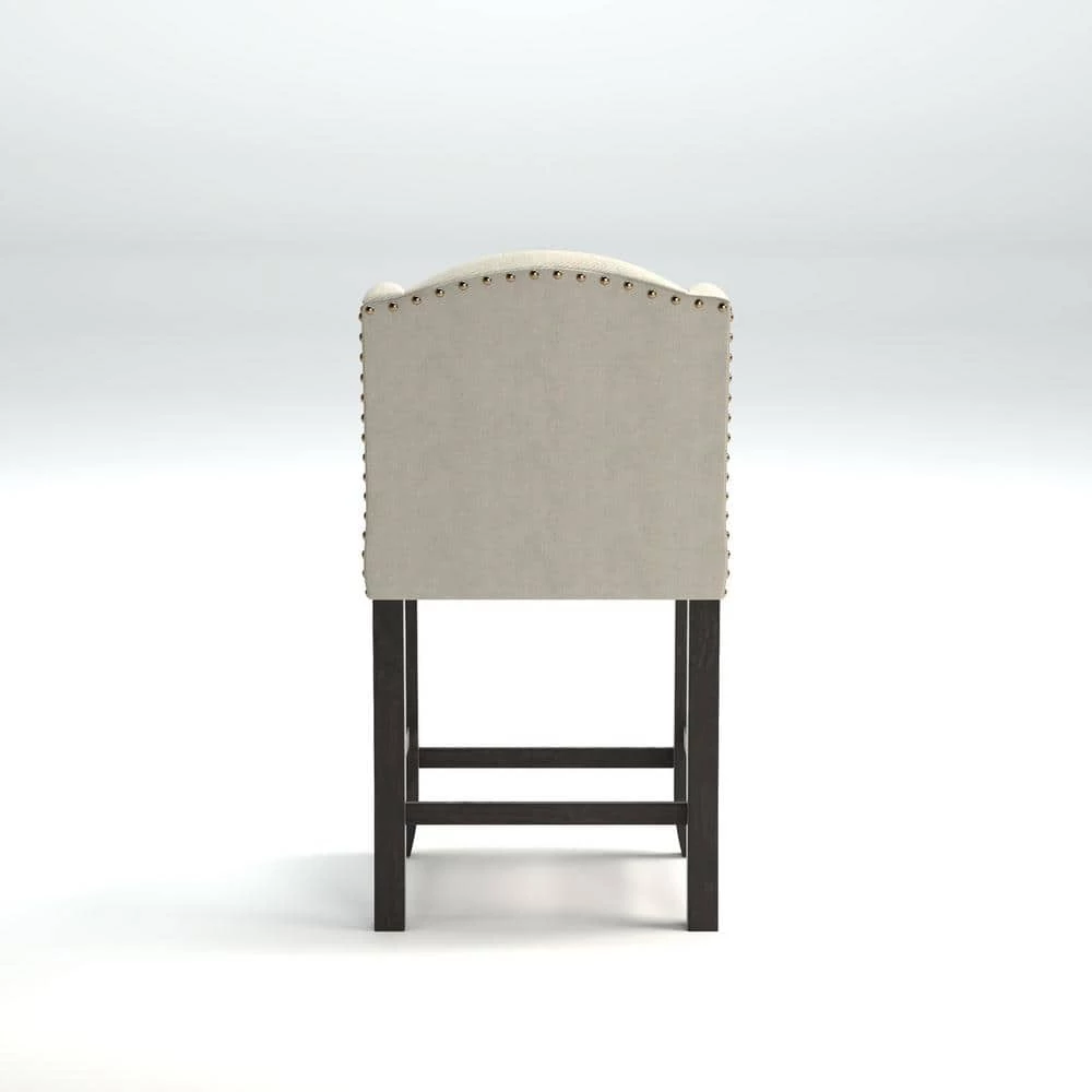 Anthus 41.5 in. Beige Wood Counter Height Chair with Fabric Seat (Set of 2) by Furniture of America 3 Anthus 41.5 in. Beige Wood Counter Height Chair with Fabric Seat (Set of 2) by Furniture of America - Image 3