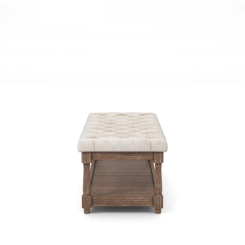 Gavinato Beige Tufted Upholstered Bench by Furniture of America 2 Gavinato Beige Tufted Upholstered Bench by Furniture of America - Image 2