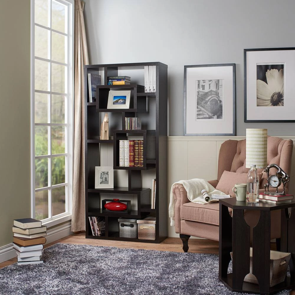 Elaina 71 in. Cappuccino Wood 11-Shelf Standard Bookcase by Furniture of America 4 Elaina 71 in. Cappuccino Wood 11-Shelf Standard Bookcase by Furniture of America - Image 4