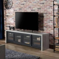 Linah 70.86 in. Black tv Stand Fits tv's up to 81.5 in. by Furniture of America -Furniture of America Sales Store black and cement furniture of america tv stands fgi 1780c1 4f 1000