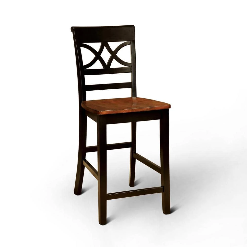 Logan 41 in. Black and Cherry Wood Pub Chair (Set of 2) by Furniture of America 1 Logan 41 in. Black and Cherry Wood Pub Chair (Set of 2) by Furniture of America