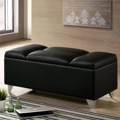 Huntington Black and Chrome Bench 18.88 in. H x 43.25 in. W x 17.38 in. D by Furniture of America 10 Huntington Black and Chrome Bench 18.88 in. H x 43.25 in. W x 17.38 in. D by Furniture of America -Furniture of America Sales Store black and chrome furniture of america bedroom benches idf 7913bn 44 1000