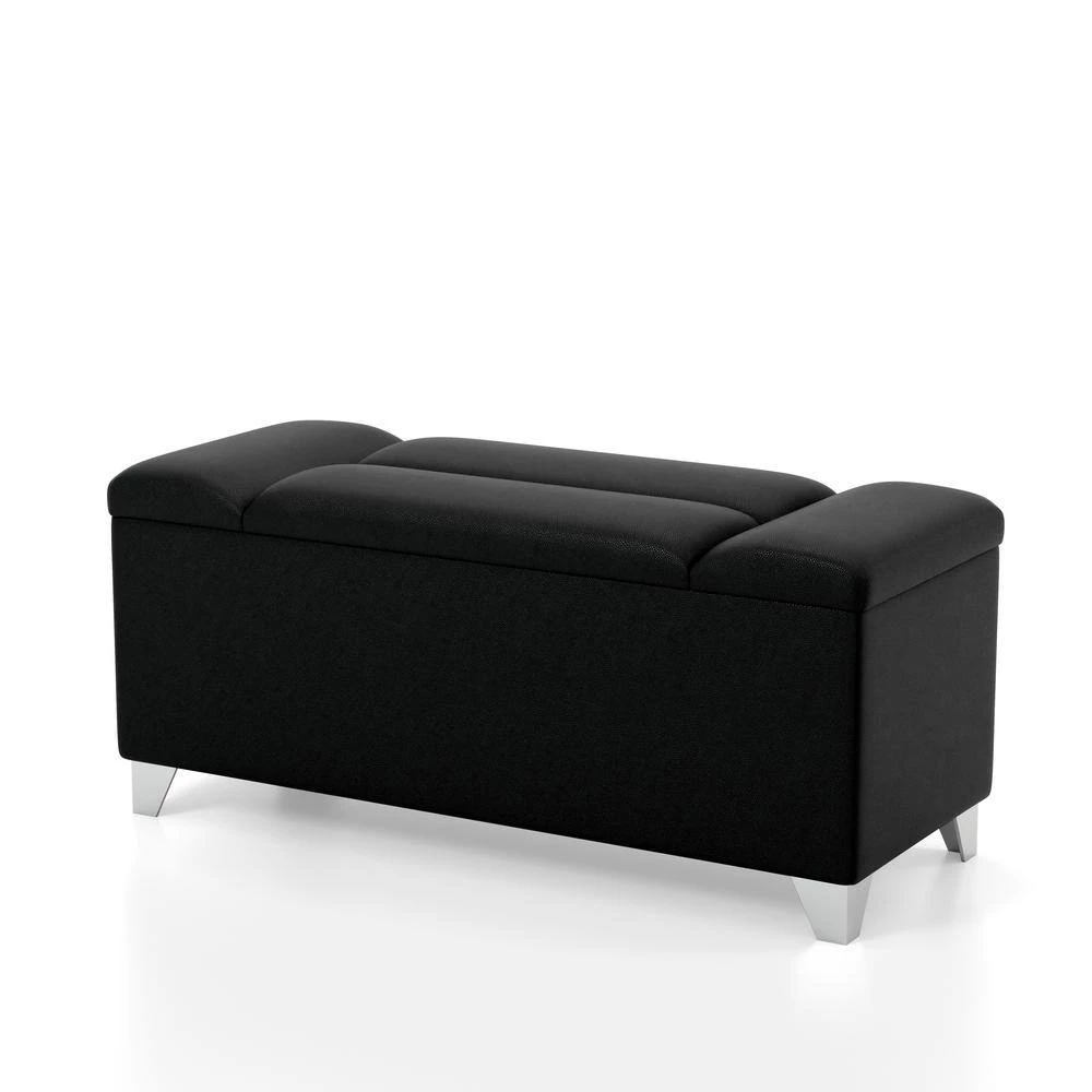 Huntington Black and Chrome Bench 18.88 in. H x 43.25 in. W x 17.38 in. D by Furniture of America 4 Huntington Black and Chrome Bench 18.88 in. H x 43.25 in. W x 17.38 in. D by Furniture of America - Image 4