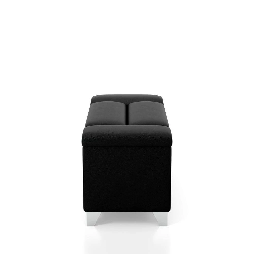 Huntington Black and Chrome Bench 18.88 in. H x 43.25 in. W x 17.38 in. D by Furniture of America 2 Huntington Black and Chrome Bench 18.88 in. H x 43.25 in. W x 17.38 in. D by Furniture of America - Image 2