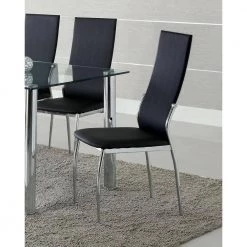 Oaklie Black and Chrome Faux Leather Upholstered Dining Chair (Set of 2) by Furniture of America 9 Oaklie Black and Chrome Faux Leather Upholstered Dining Chair (Set of 2) by Furniture of America -Furniture of America Sales Store black and chrome furniture of america dining chairs idf 8310bk sc 31 1000