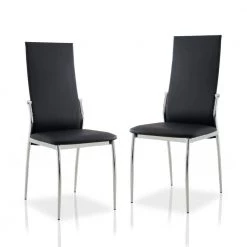 Oaklie Black and Chrome Faux Leather Upholstered Dining Chair (Set of 2) by Furniture of America