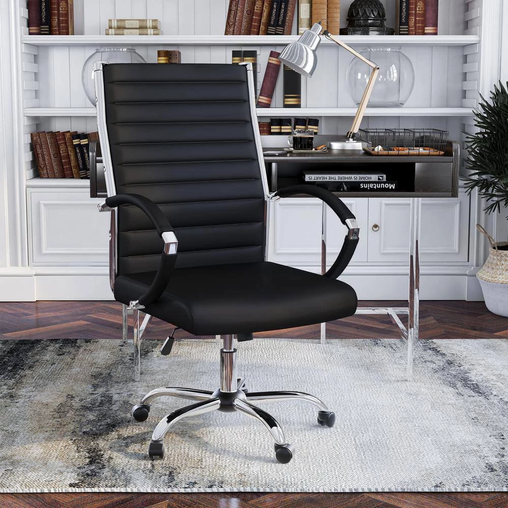 Kiddle Black Faux Leather Seat Tall Office Chair with Non-Adjustable Arm by Furniture of America 9 Kiddle Black Faux Leather Seat Tall Office Chair with Non-Adjustable Arm by Furniture of America - Image 9