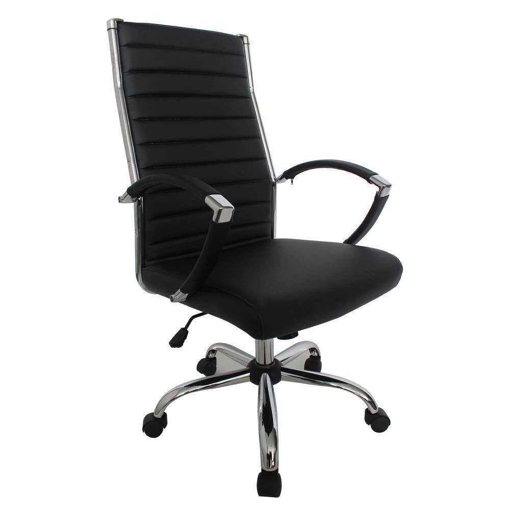 Kiddle Black Faux Leather Seat Tall Office Chair with Non-Adjustable Arm by Furniture of America 3 Kiddle Black Faux Leather Seat Tall Office Chair with Non-Adjustable Arm by Furniture of America - Image 3