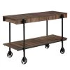 Bargib 47.25 in. Black and Dark Walnut Rectangle Wood Console Table with Wheels by Furniture of America
