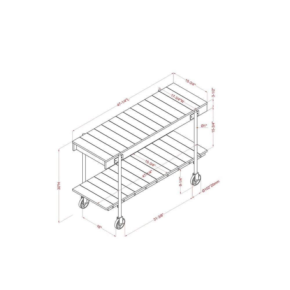 Bargib 47.25 in. Black and Dark Walnut Rectangle Wood Console Table with Wheels by Furniture of America 6 Bargib 47.25 in. Black and Dark Walnut Rectangle Wood Console Table with Wheels by Furniture of America - Image 6