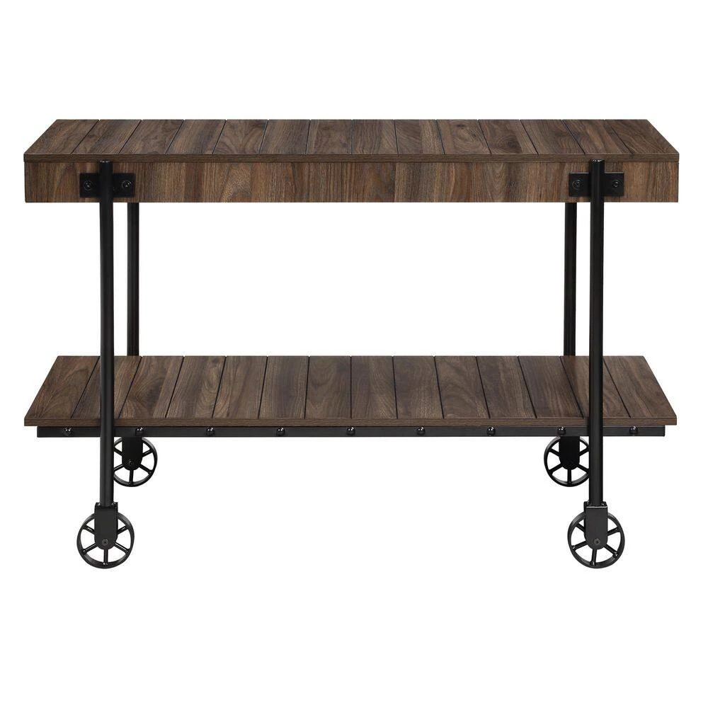 Bargib 47.25 in. Black and Dark Walnut Rectangle Wood Console Table with Wheels by Furniture of America 3 Bargib 47.25 in. Black and Dark Walnut Rectangle Wood Console Table with Wheels by Furniture of America - Image 3
