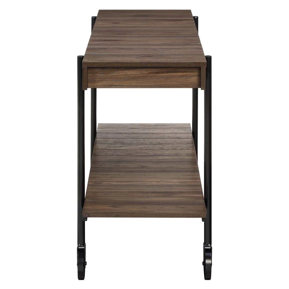 Bargib 47.25 in. Black and Dark Walnut Rectangle Wood Console Table with Wheels by Furniture of America 2 Bargib 47.25 in. Black and Dark Walnut Rectangle Wood Console Table with Wheels by Furniture of America - Image 2