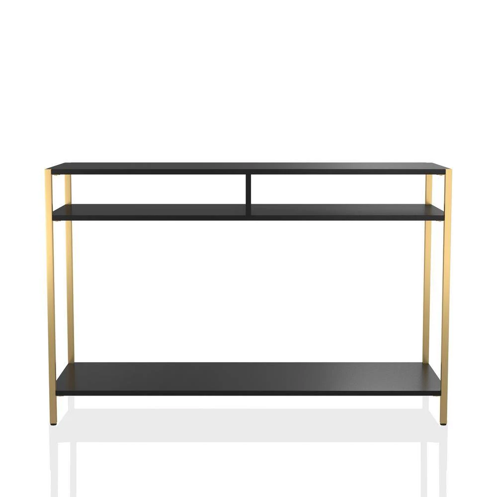 Huntz 47.75 in. Black and Gold Coating Rectangle Wood Console Table by Furniture of America 2 Huntz 47.75 in. Black and Gold Coating Rectangle Wood Console Table by Furniture of America - Image 2