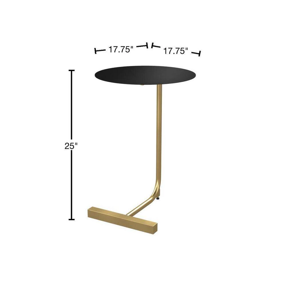 Daleford 17.75 in. Black and Gold Round Metal Top End Table by Furniture of America 3 Daleford 17.75 in. Black and Gold Round Metal Top End Table by Furniture of America - Image 3