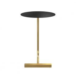 Daleford 17.75 in. Black and Gold Round Metal Top End Table by Furniture of America