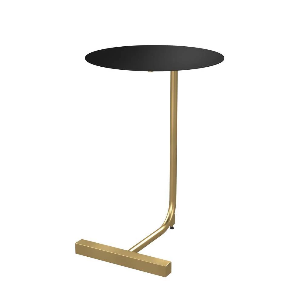Daleford 17.75 in. Black and Gold Round Metal Top End Table by Furniture of America 4 Daleford 17.75 in. Black and Gold Round Metal Top End Table by Furniture of America - Image 4