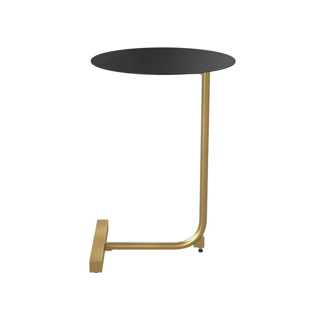 Daleford 17.75 in. Black and Gold Round Metal Top End Table by Furniture of America 2 Daleford 17.75 in. Black and Gold Round Metal Top End Table by Furniture of America - Image 2