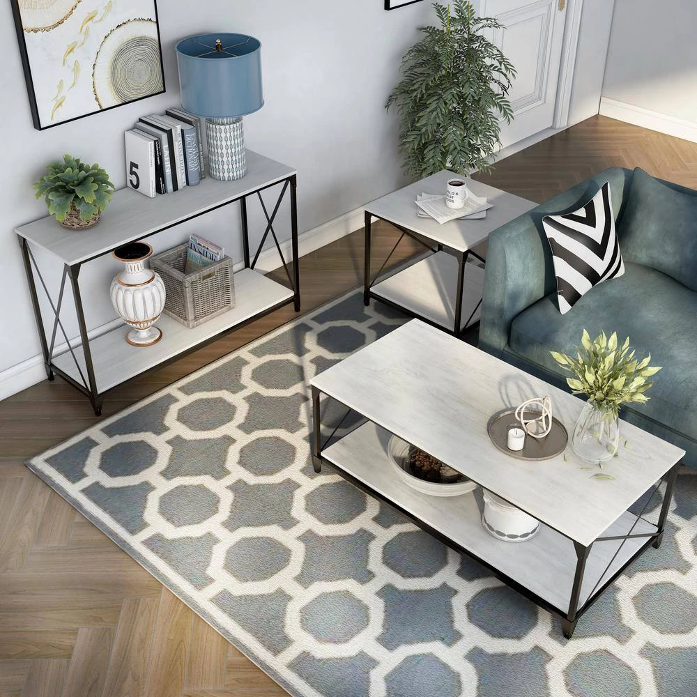 Elven 3-Piece 47.25 in. Black and Gray Rectangle Wood Coffee Table Set by Furniture of America 5 Elven 3-Piece 47.25 in. Black and Gray Rectangle Wood Coffee Table Set by Furniture of America - Image 5