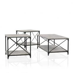 Elven 3-Piece 47.25 in. Black and Gray Rectangle Wood Coffee Table Set by Furniture of America
