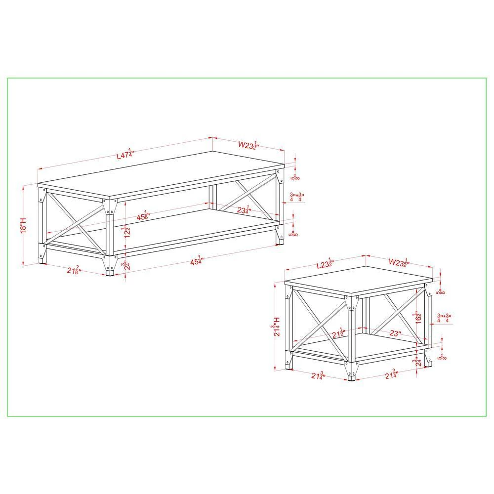 Elven 3-Piece 47.25 in. Black and Gray Rectangle Wood Coffee Table Set by Furniture of America 6 Elven 3-Piece 47.25 in. Black and Gray Rectangle Wood Coffee Table Set by Furniture of America - Image 6