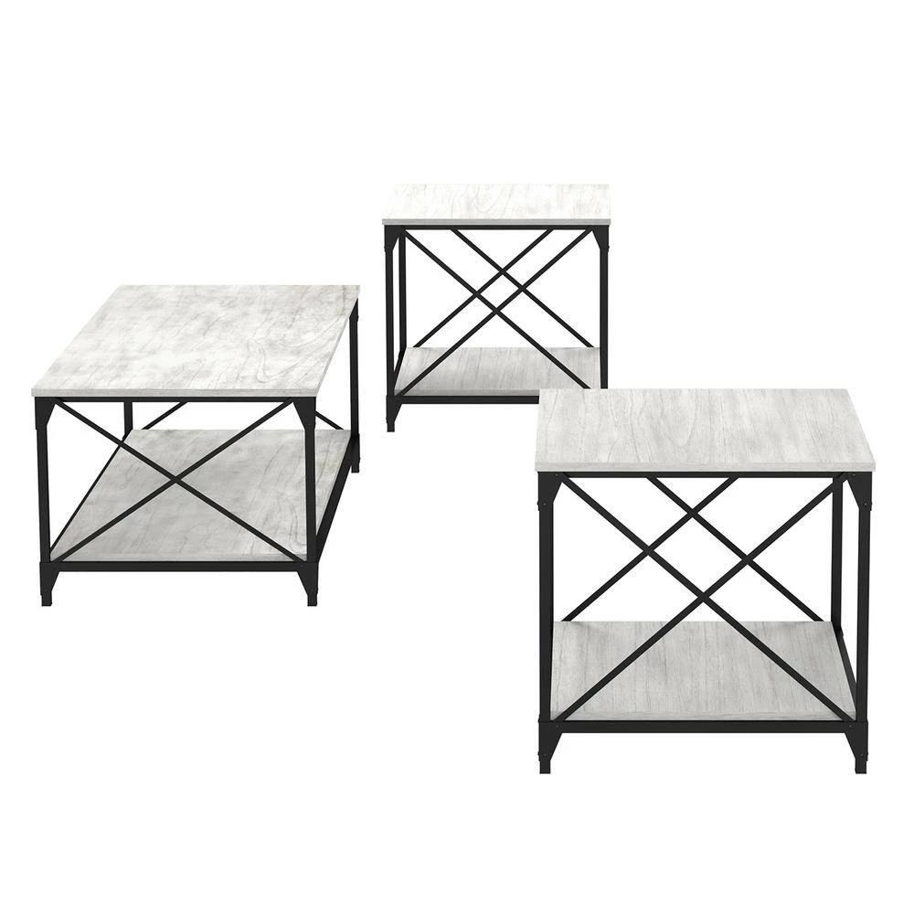 Elven 3-Piece 47.25 in. Black and Gray Rectangle Wood Coffee Table Set by Furniture of America 3 Elven 3-Piece 47.25 in. Black and Gray Rectangle Wood Coffee Table Set by Furniture of America - Image 3