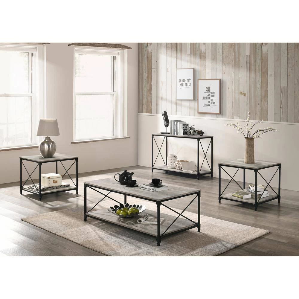 Elven 47.13 in. Black and Gray Rectangle Wood Top Console Table by Furniture of America 5 Elven 47.13 in. Black and Gray Rectangle Wood Top Console Table by Furniture of America - Image 5