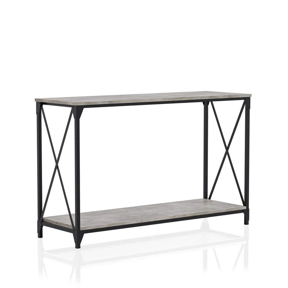 Elven 47.13 in. Black and Gray Rectangle Wood Top Console Table by Furniture of America 1 Elven 47.13 in. Black and Gray Rectangle Wood Top Console Table by Furniture of America