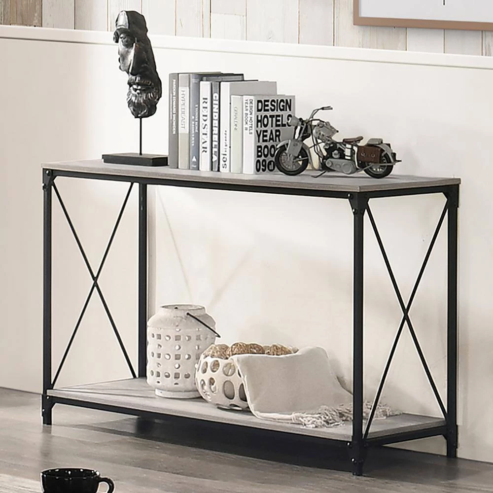 Elven 47.13 in. Black and Gray Rectangle Wood Top Console Table by Furniture of America 3 Elven 47.13 in. Black and Gray Rectangle Wood Top Console Table by Furniture of America - Image 3