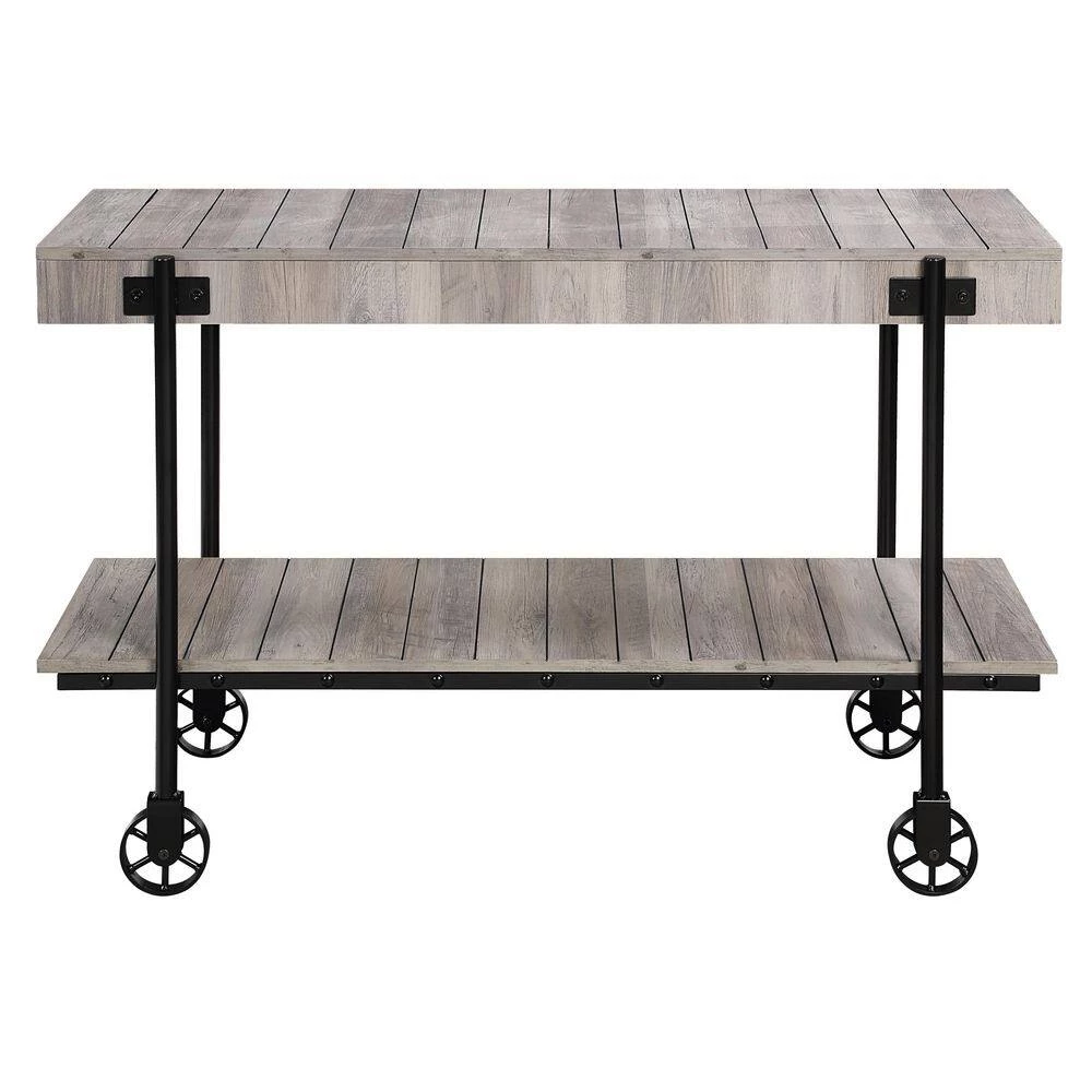 Bargib 47.25 in. Black and Natural Tone Rectangle Wood Console Table by Furniture of America 3 Bargib 47.25 in. Black and Natural Tone Rectangle Wood Console Table by Furniture of America - Image 3