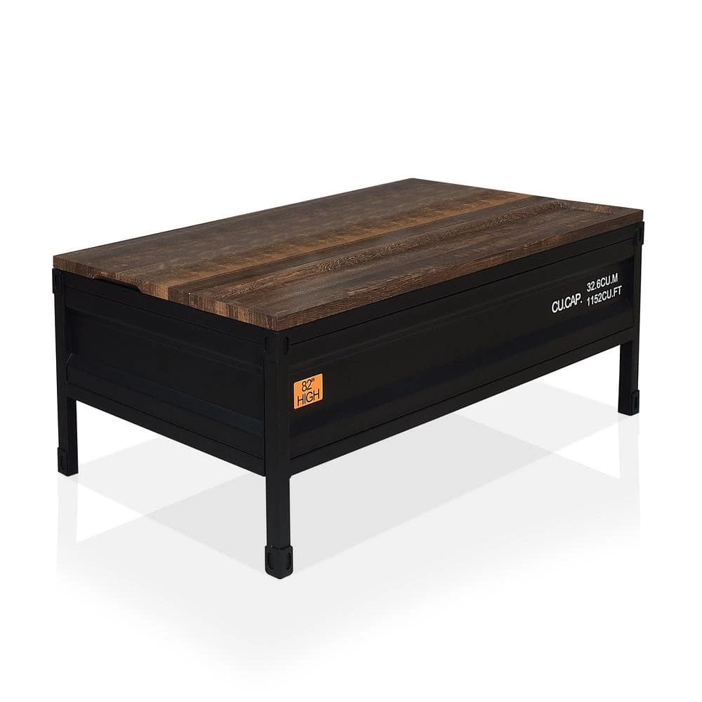 Kander 47.5 in. Black and Walnut Rectangle Wood Top Coffee Table by Furniture of America 2 Kander 47.5 in. Black and Walnut Rectangle Wood Top Coffee Table by Furniture of America - Image 2