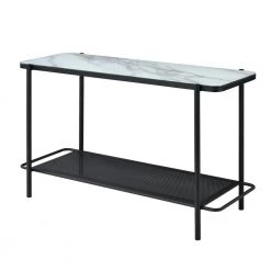 Mount Olive 48 in. Black and White Rectangle Faux Marble Console Table with Open Shelf by Furniture of America