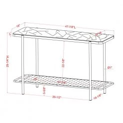 Mount Olive 48 in. Black and White Rectangle Faux Marble Console Table with Open Shelf by Furniture of America -Furniture of America Sales Store black and white furniture of america console tables idf 4909wh s 76 1000