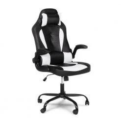 Adei Regular Black and White Breathable Mesh Gaming Chair With Pillow by Furniture of America -Furniture of America Sales Store black and white furniture of america gaming chairs idf 6020 bw 4f 1000
