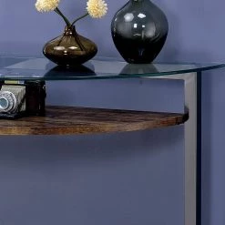 Pari 47 in. Black Chrome/Clear Half Moon Glass Console Table with Storage by Furniture of America 11 Pari 47 in. Black Chrome/Clear Half Moon Glass Console Table with Storage by Furniture of America -Furniture of America Sales Store black chrome and clear furniture of america console tables idf 4845s 1f 1000