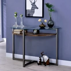 Pari 47 in. Black Chrome/Clear Half Moon Glass Console Table with Storage by Furniture of America 9 Pari 47 in. Black Chrome/Clear Half Moon Glass Console Table with Storage by Furniture of America -Furniture of America Sales Store black chrome and clear furniture of america console tables idf 4845s c3 1000