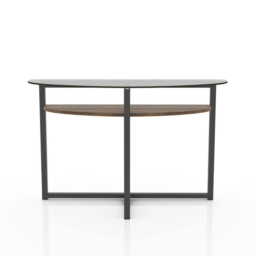 Pari 47 in. Black Chrome/Clear Half Moon Glass Console Table with Storage by Furniture of America 2 Pari 47 in. Black Chrome/Clear Half Moon Glass Console Table with Storage by Furniture of America - Image 2