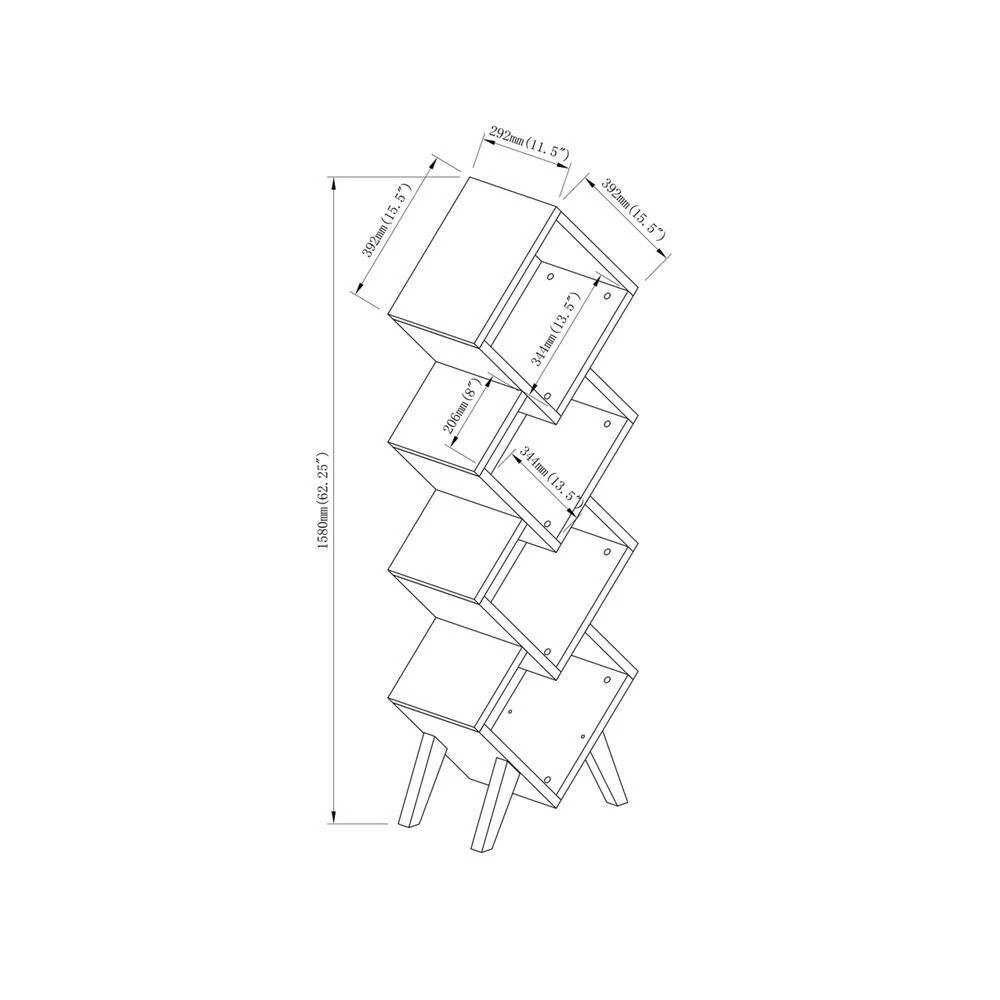 Scout 62 in. White/Distressed Gray Wood Shelf Modern Bookcase Accent With 4-Shelves by Furniture of America 5 Scout 62 in. White/Distressed Gray Wood Shelf Modern Bookcase Accent With 4-Shelves by Furniture of America - Image 5