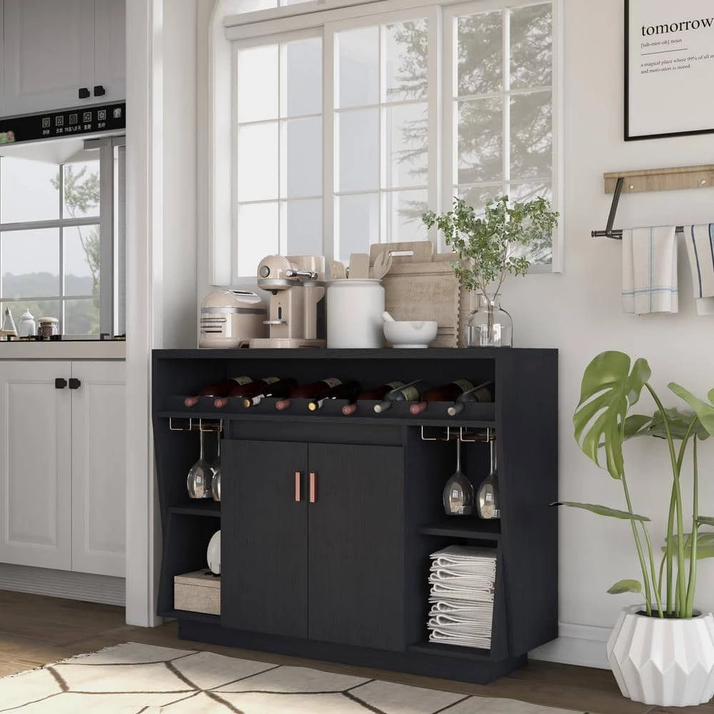 Nausta 10-Bottle Black Wine Cabinet by Furniture of America 3 Nausta 10-Bottle Black Wine Cabinet by Furniture of America - Image 3