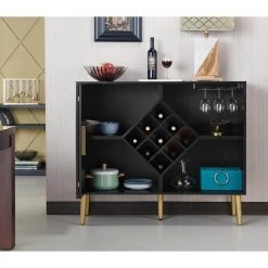 Tarte 9-Bottle Black Wine Cabinet by Furniture of America -Furniture of America Sales Store black furniture of america bar cabinets ynj 18702c1 44 1000