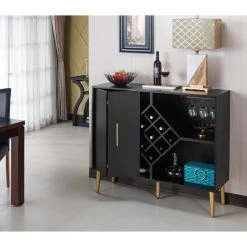 Tarte 9-Bottle Black Wine Cabinet by Furniture of America -Furniture of America Sales Store black furniture of america bar cabinets ynj 18702c1 c3 1000