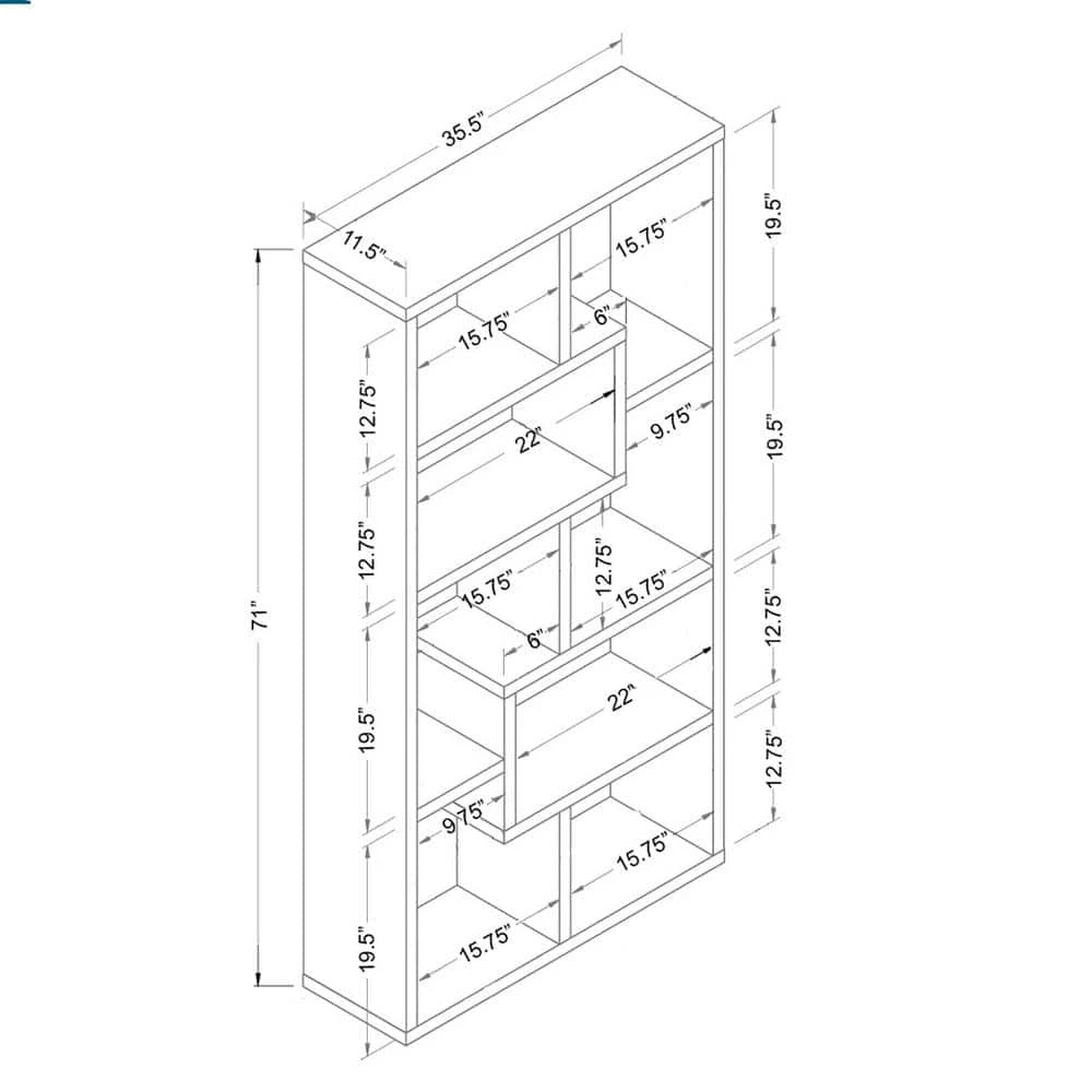 Dore 71 in. Black 8-shelf Standard Bookcase with Open Back by Furniture of America 4 Dore 71 in. Black 8-shelf Standard Bookcase with Open Back by Furniture of America - Image 4